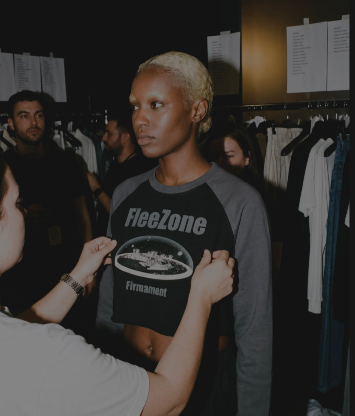 Above the firmament long sleeves crop top